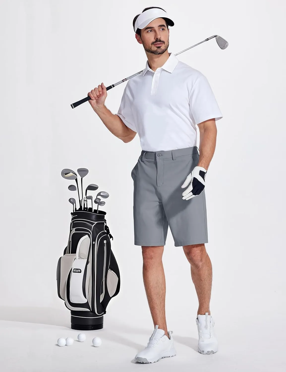 MAGCOMSEN Men's Golf Shorts 9 Inch Inseam Quick Dry Casual Shorts Stretch Hiking Dress Work Shorts with 4 Pockets Flat Front