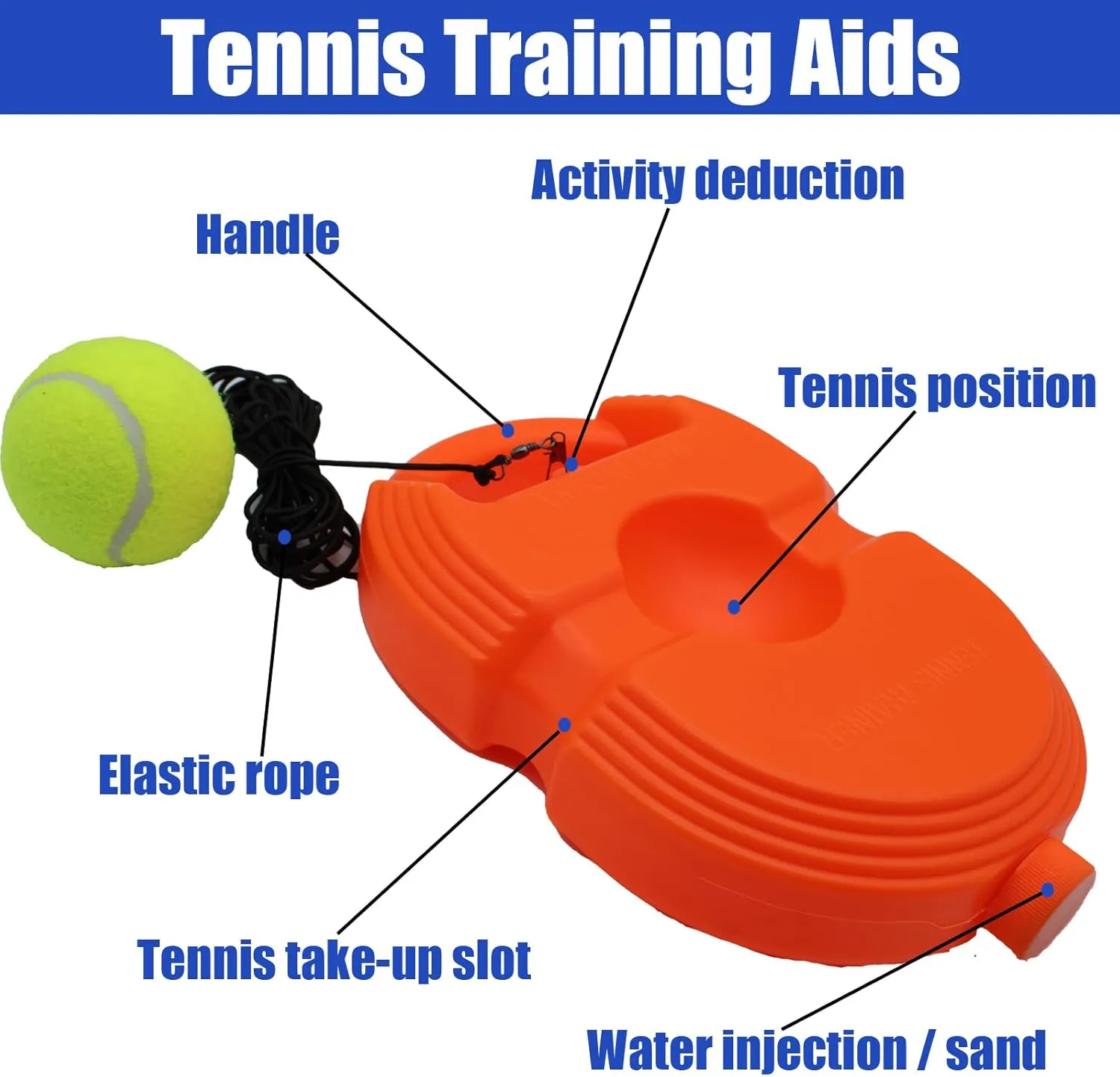 Magicorange Tennis Trainer Rebound Ball with 6 String Balls, Solo Tennis Training Equipment for Self Tennis Pracitce Training for Beginner