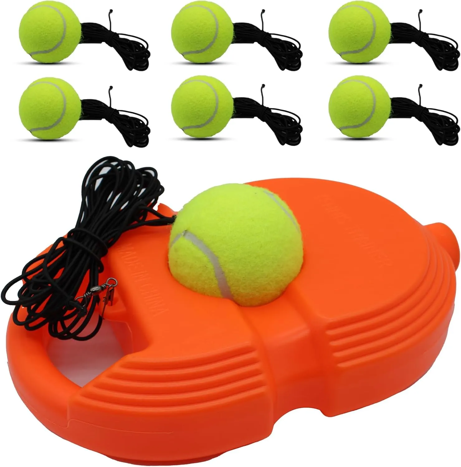 Magicorange Tennis Trainer Rebound Ball with 6 String Balls, Solo Tennis Training Equipment for Self Tennis Pracitce Training for Beginner