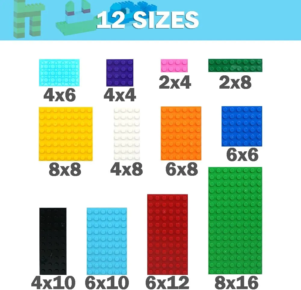 MALEKO 120 Pieces Classic Base Plates Bricks Parts, Flat Board Small Baseplates Mat Multipacks, Bulk Building Blocks