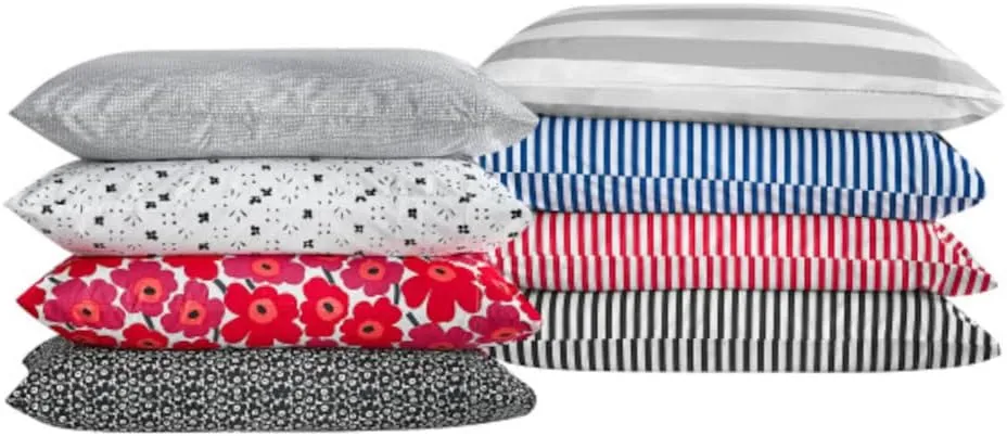 MARIMEKKO - Queen Sheets, Cotton Percale Bedding Set, Crisp & Cool Home Decor (AJO Red, Queen)