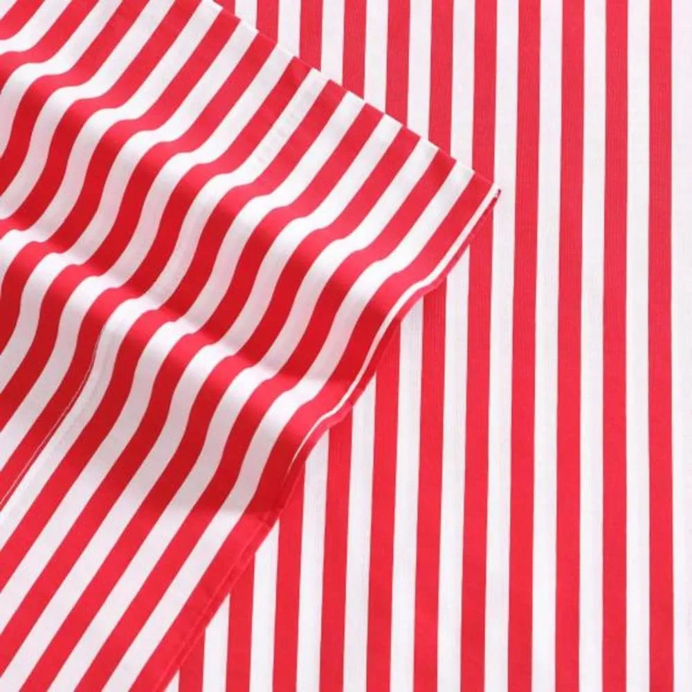 MARIMEKKO - Queen Sheets, Cotton Percale Bedding Set, Crisp & Cool Home Decor (AJO Red, Queen)