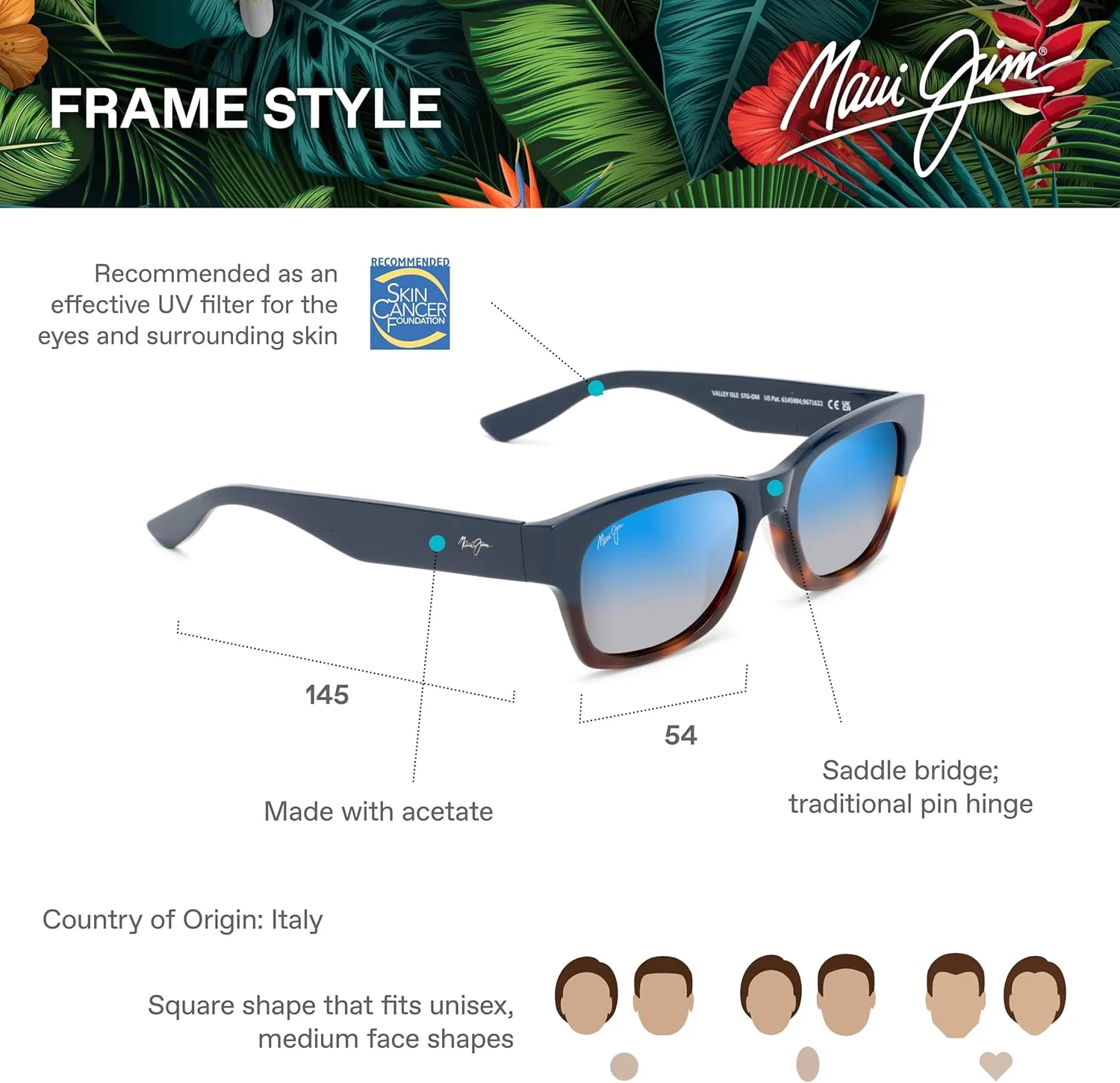 Maui Jim Men's and Women's Valley Isle Polarized Classic Sunglasses