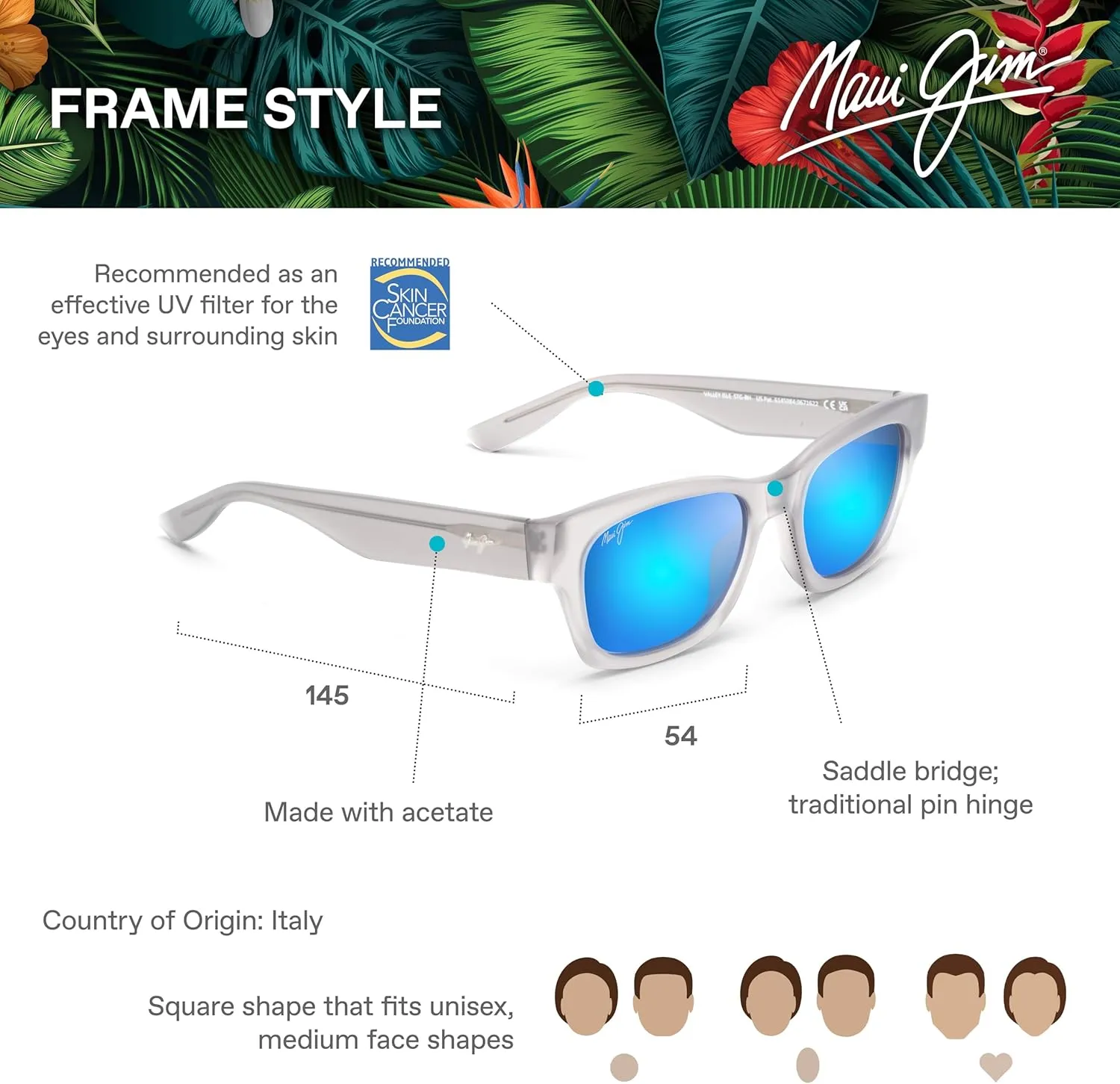 Maui Jim Men's and Women's Valley Isle Polarized Classic Sunglasses