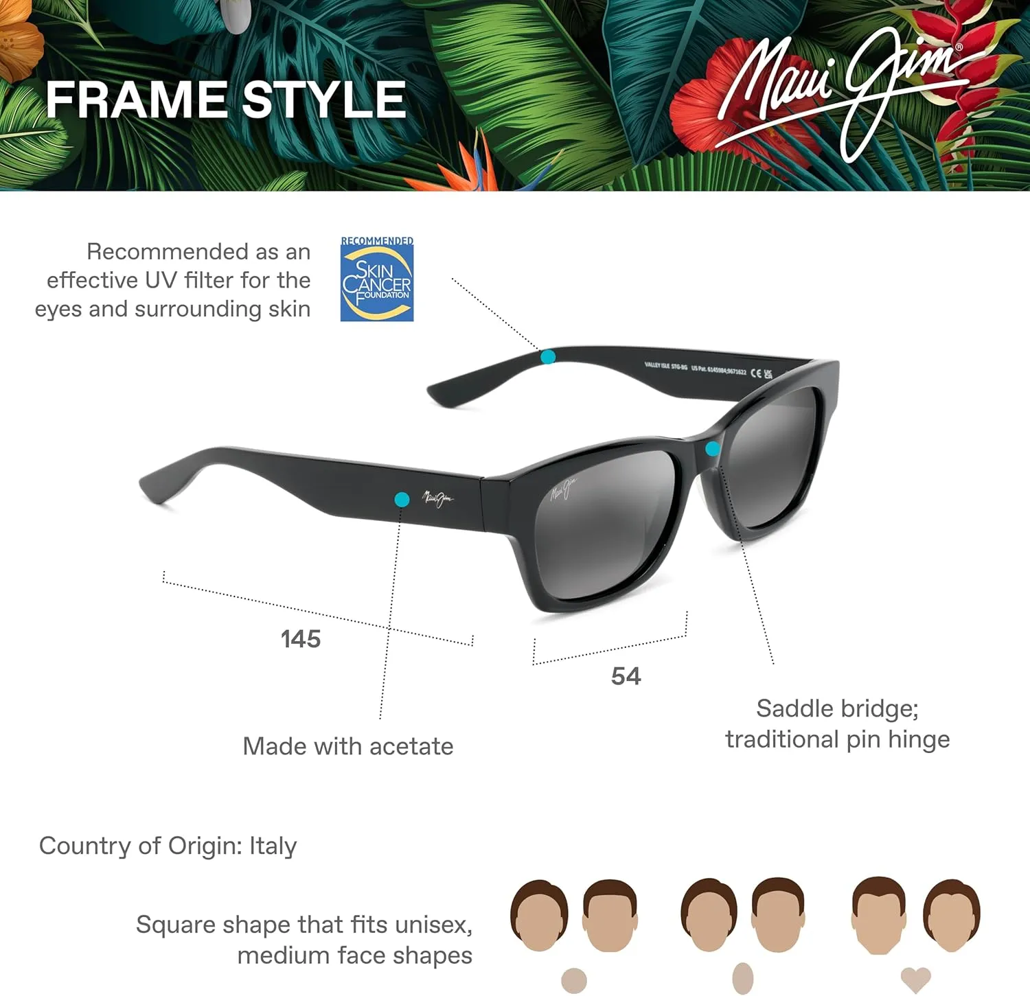 Maui Jim Men's and Women's Valley Isle Polarized Classic Sunglasses