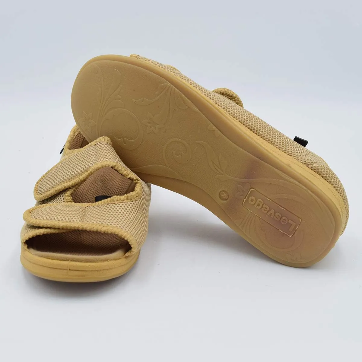 Mei MACLEOD Women's Comfortable Open Toe Arthritis Edema House Slippers for Diabetic Flat Feet Swollen Feet