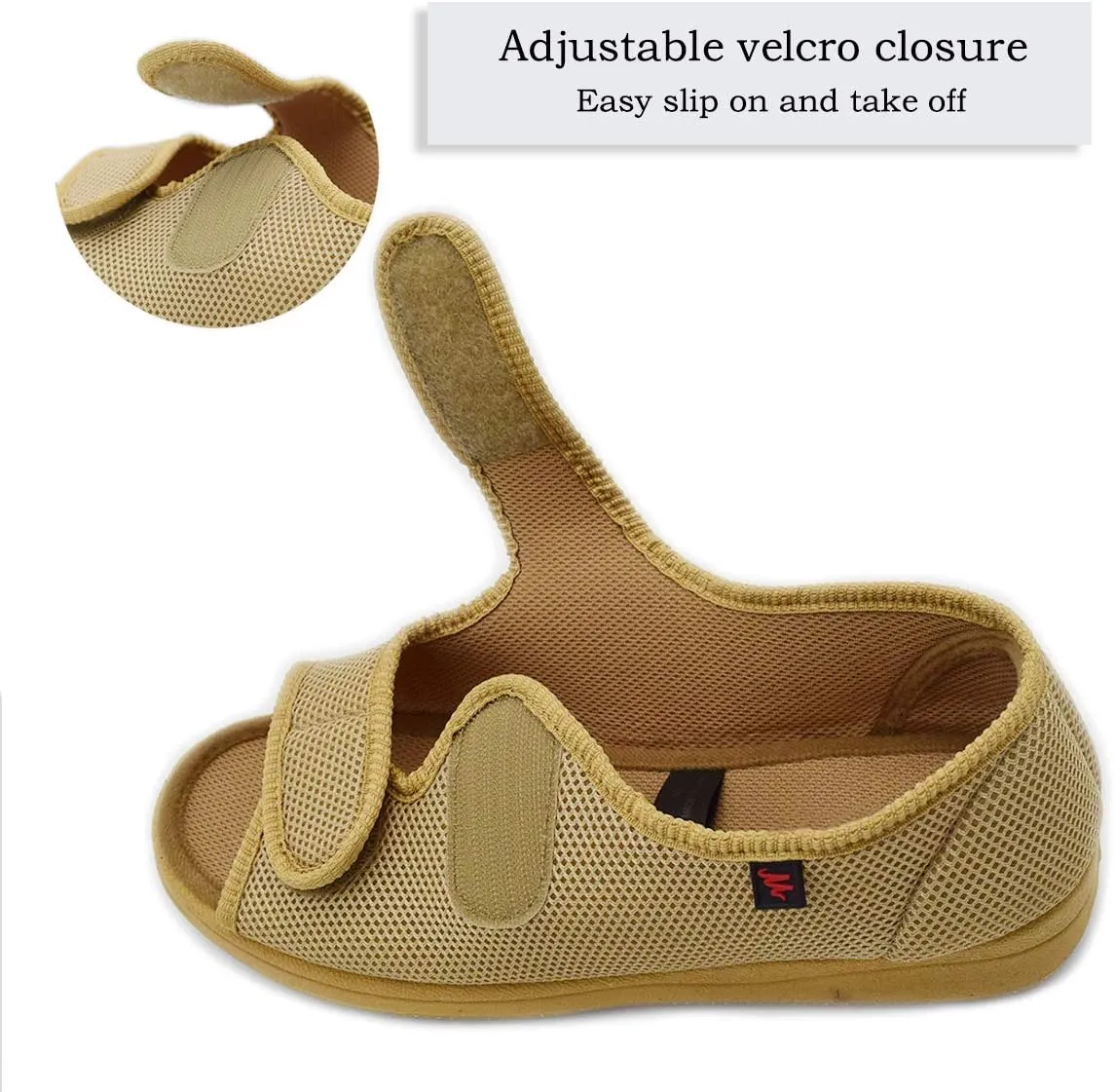 Mei MACLEOD Women's Comfortable Open Toe Arthritis Edema House Slippers for Diabetic Flat Feet Swollen Feet