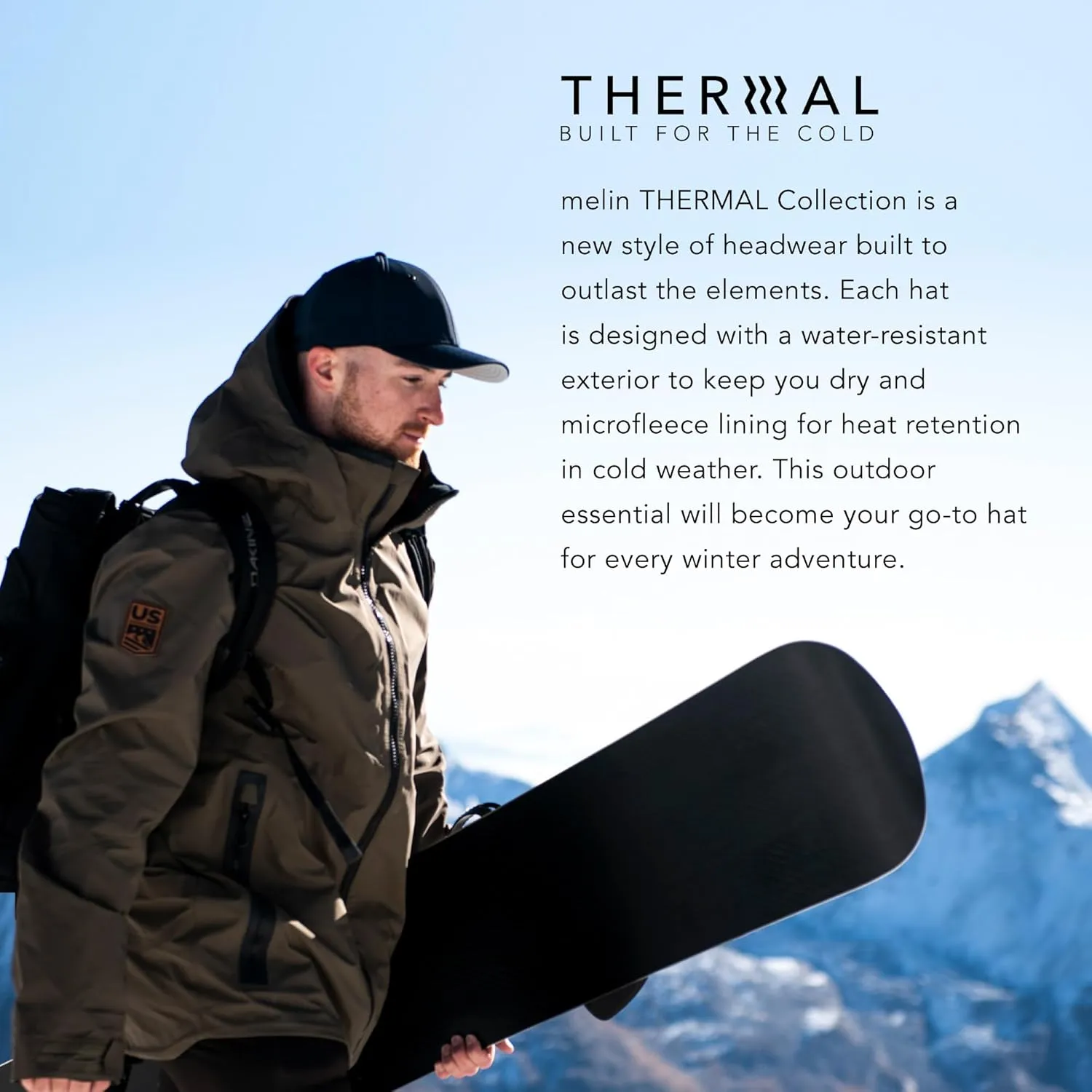 melin Trenches Icon Infinite Thermal, Performance Snapback Hat for Cold Weather, Water-Resistant Flat Bill Cap for Men/Women