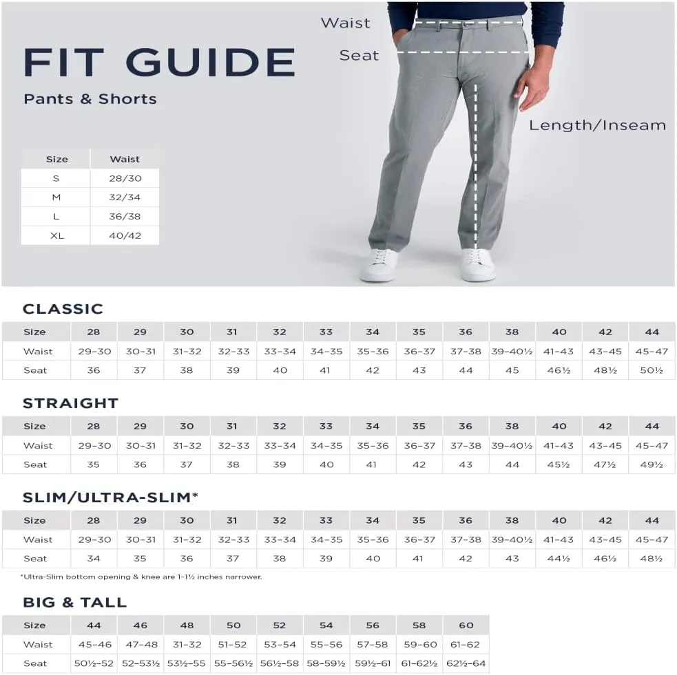 Men's Classic Fit Flat Front Flex Waistband Stretch Dress Pant