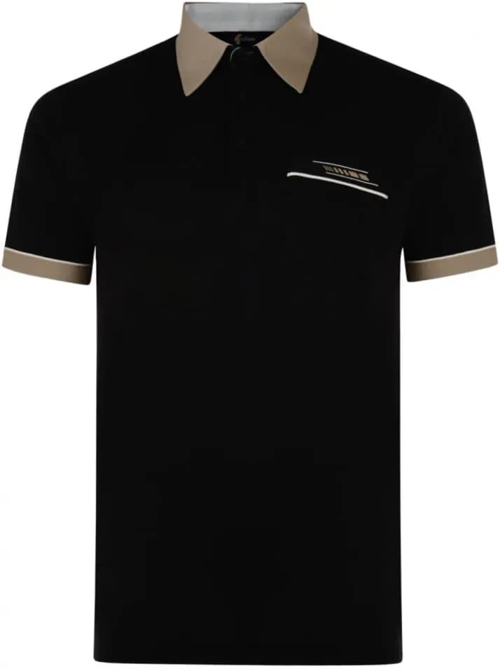 Mens Classic Jersey Polo Shirt Contrasting Collar & Cuffs (G00X62)