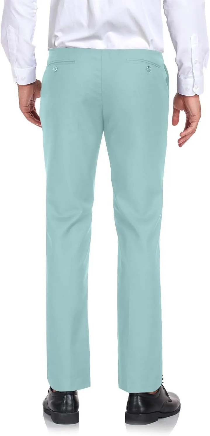 Men's Dress Pants Classic Fit Expandable Waist Casual Flat Front Pant