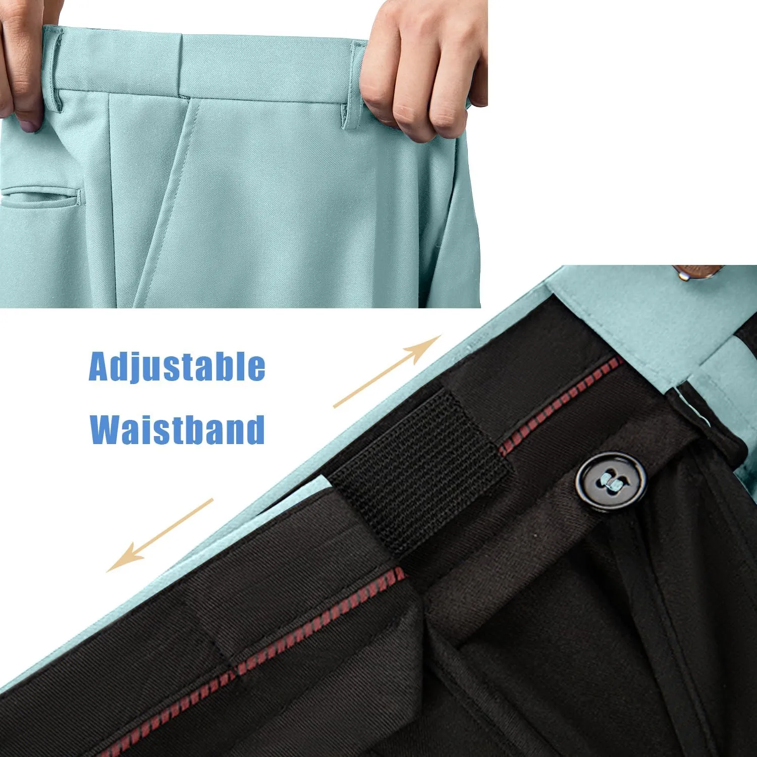 Men's Dress Pants Classic Fit Expandable Waist Casual Flat Front Pant