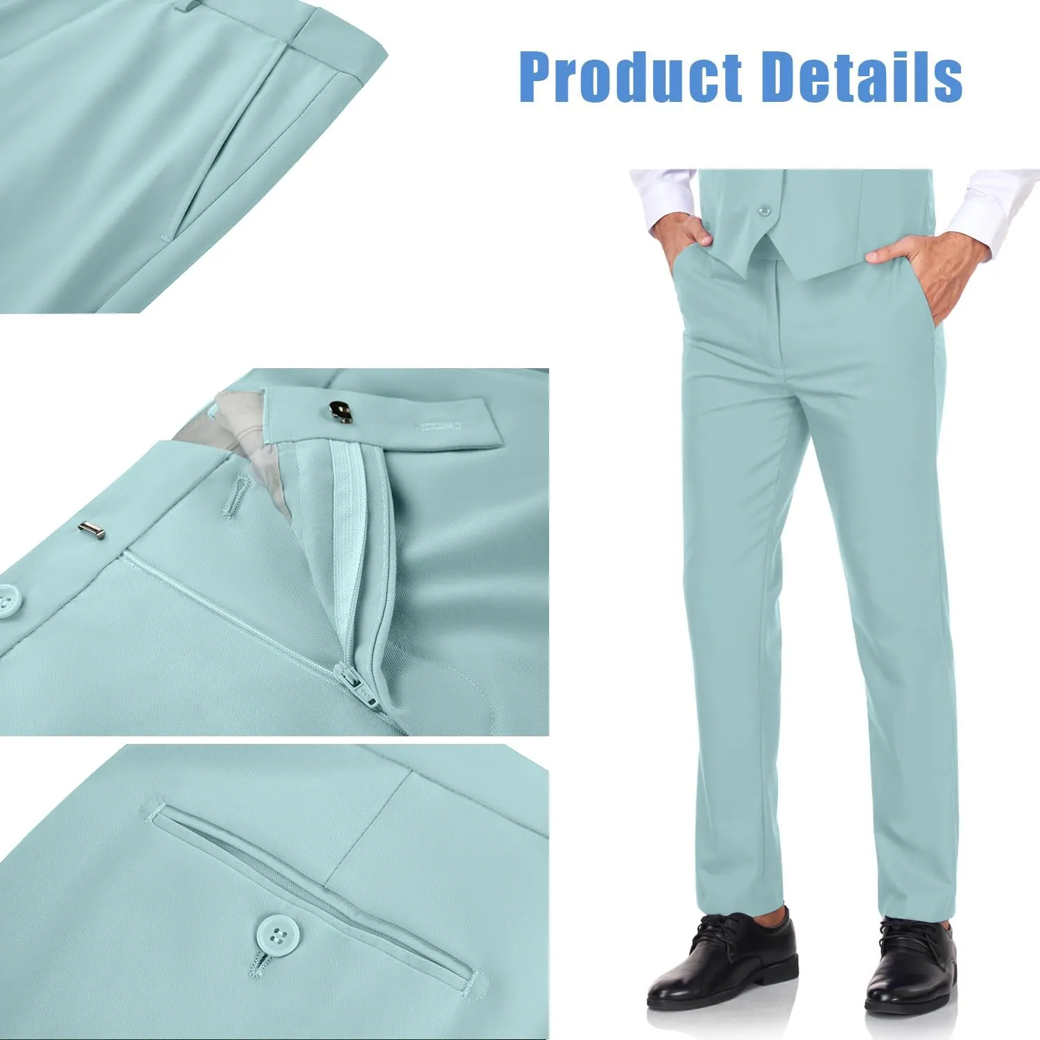 Men's Dress Pants Classic Fit Expandable Waist Casual Flat Front Pant