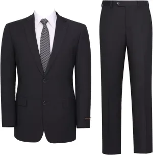 Men's Suit 2 Piece Classic Fit 2 Button Single Breasted Business Jacket Blazer Flat Pants Set