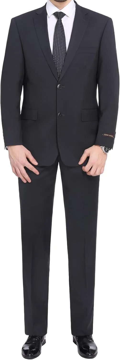 Men's Suit 2 Piece Classic Fit 2 Button Single Breasted Business Jacket Blazer Flat Pants Set