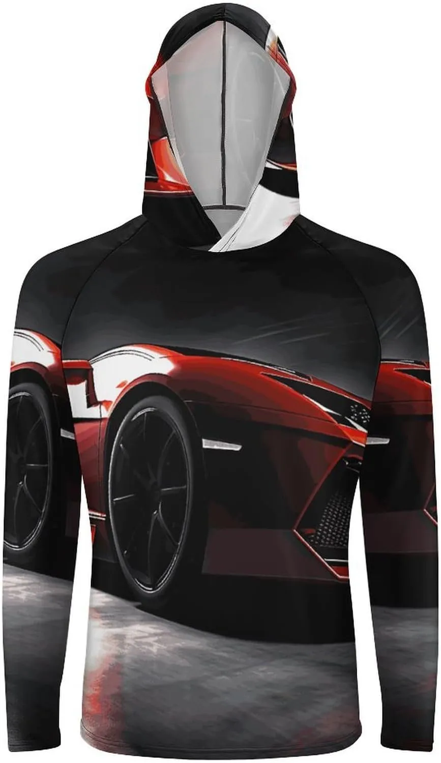 Men's Sun Protection Hoodie Shirts UPF 50  Long Sleeve Rash Guard Speed Sport Car Sun Shirt Outdoor