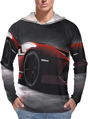 Men's Sun Protection Hoodie Shirts UPF 50  Long Sleeve Rash Guard Speed Sport Car Sun Shirt Outdoor