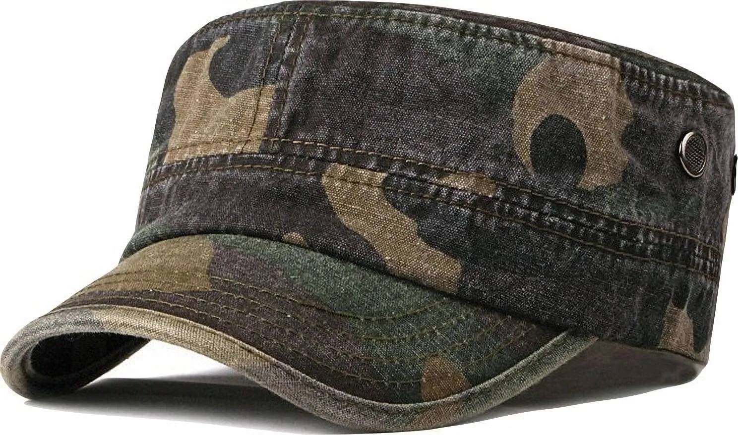 Military Army Cadet Hat Men Women Unisex Cotton Flat Top Camo Baseball Cap Adjustable Daily Sports Camping Hat