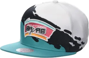 Mitchell & Ness Men's San Antonio Spurs Hardwood Classics Paintbrush Snapback Cap, White/Teal