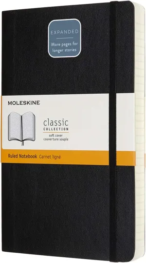 Moleskine Notebook Classic Notebook Expanded (400 Pages) Softcover Large Black Ruled QP616EXP