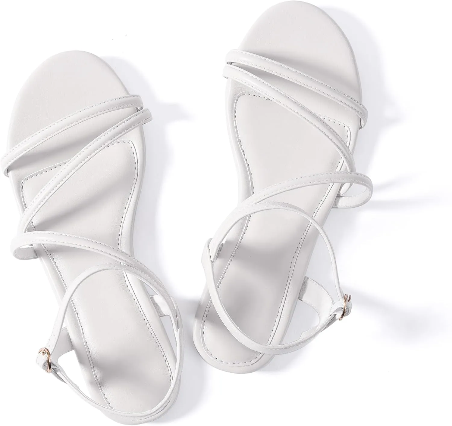 Mtzyoa Women Flat Sandals Dressy Strappy Gladiator Summer Ankle Strap Nude Open Toe Comfortable Wedding Casual Leather Ladies Party Trendy Vacation