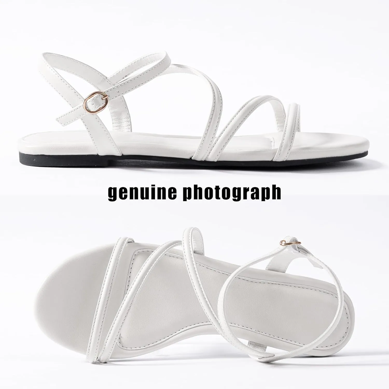 Mtzyoa Women Flat Sandals Dressy Strappy Gladiator Summer Ankle Strap Nude Open Toe Comfortable Wedding Casual Leather Ladies Party Trendy Vacation