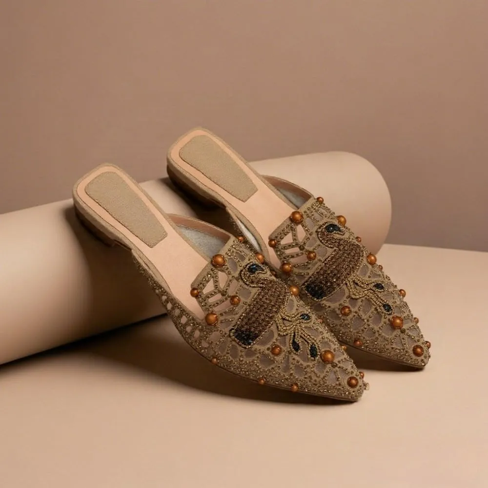 Mules for Women Pointed Toe Flat Bottom Breathable Business Casual Sandals Fashionable Comfortable Work Office Chic Slip On