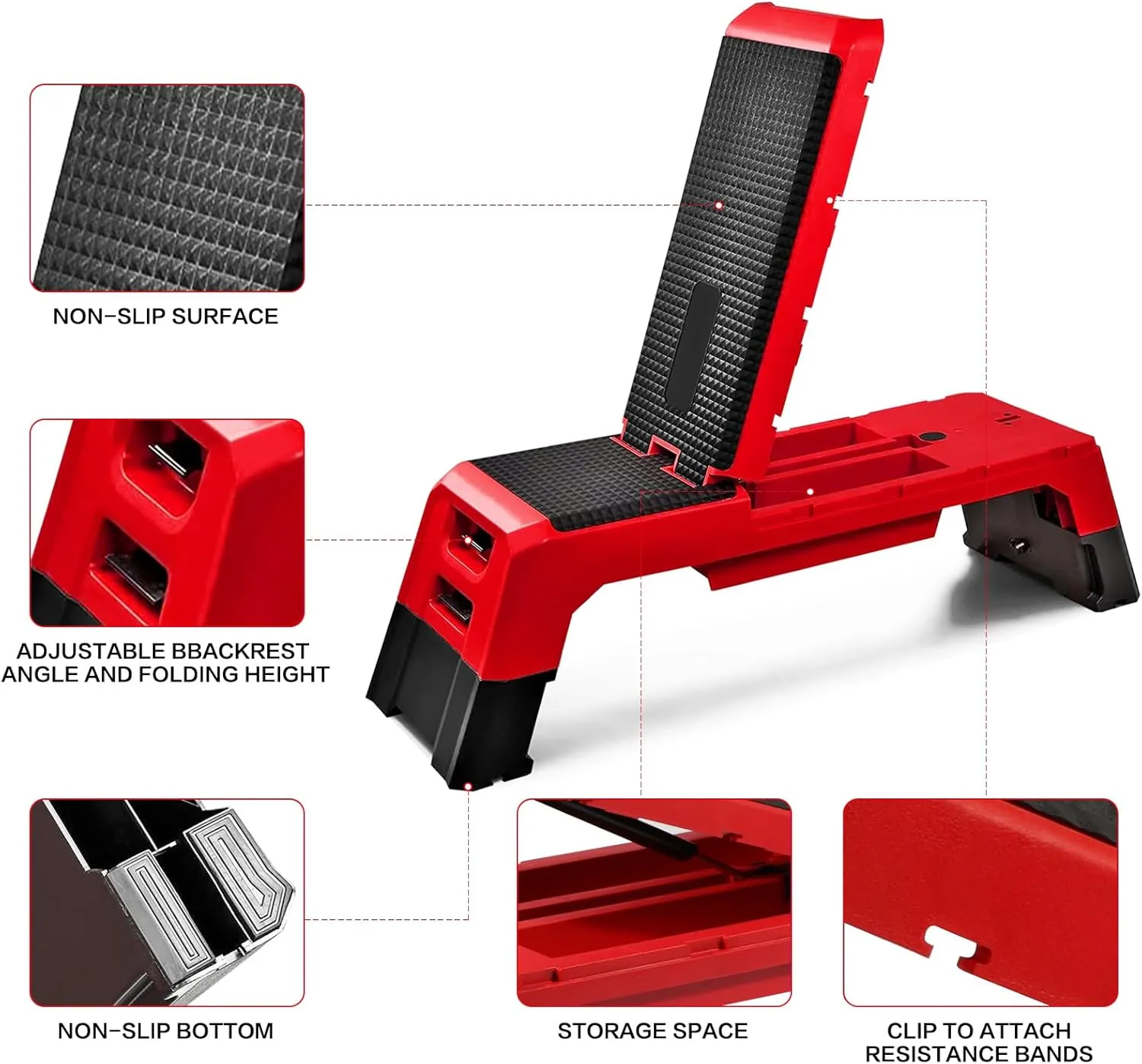 Multifunctional Aerobic Deck, Adjustable Step Platform Cardio Exercise Equipment Workout Fitness, Deck Stepper with Internal Storage For Home Gym Trainer Balance