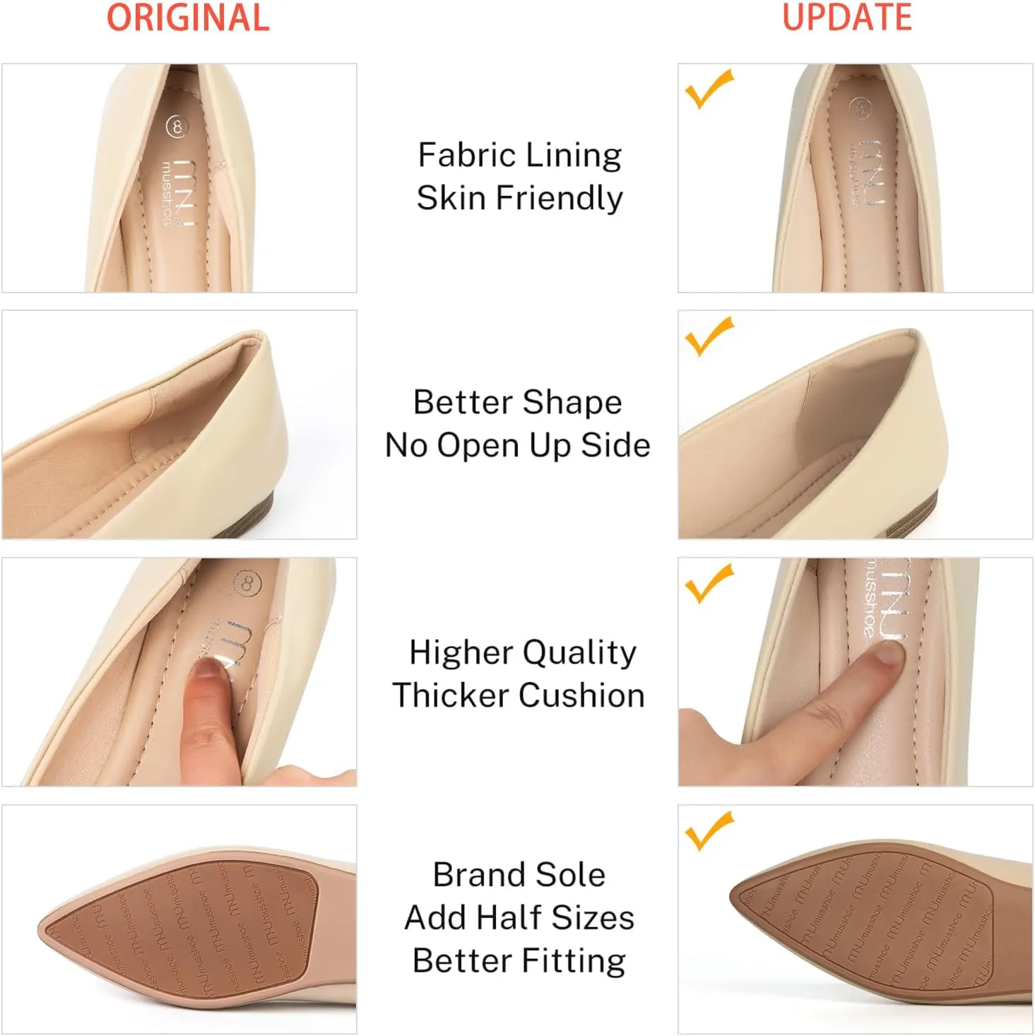 MUSSHOE Flat Shoes Women Comfortable Slip on Women's Flats