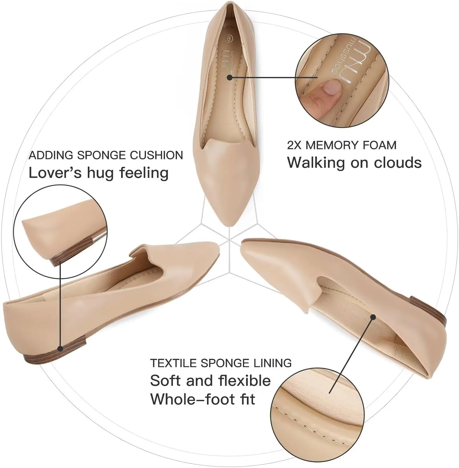 MUSSHOE Flat Shoes Women Comfortable Slip on Women's Flats
