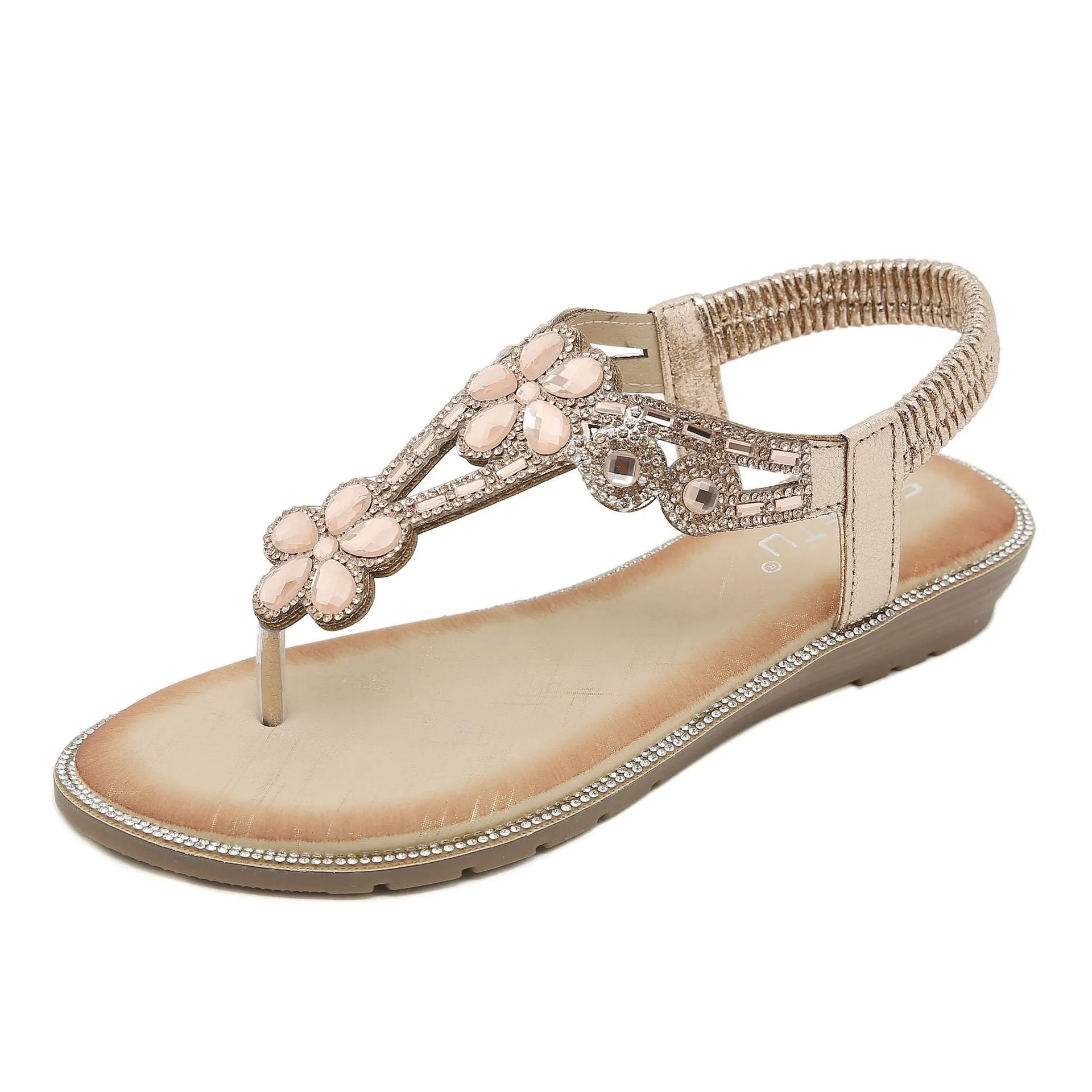 Nanccy Flat-bottomed Rhinestone Comfortable Sandals