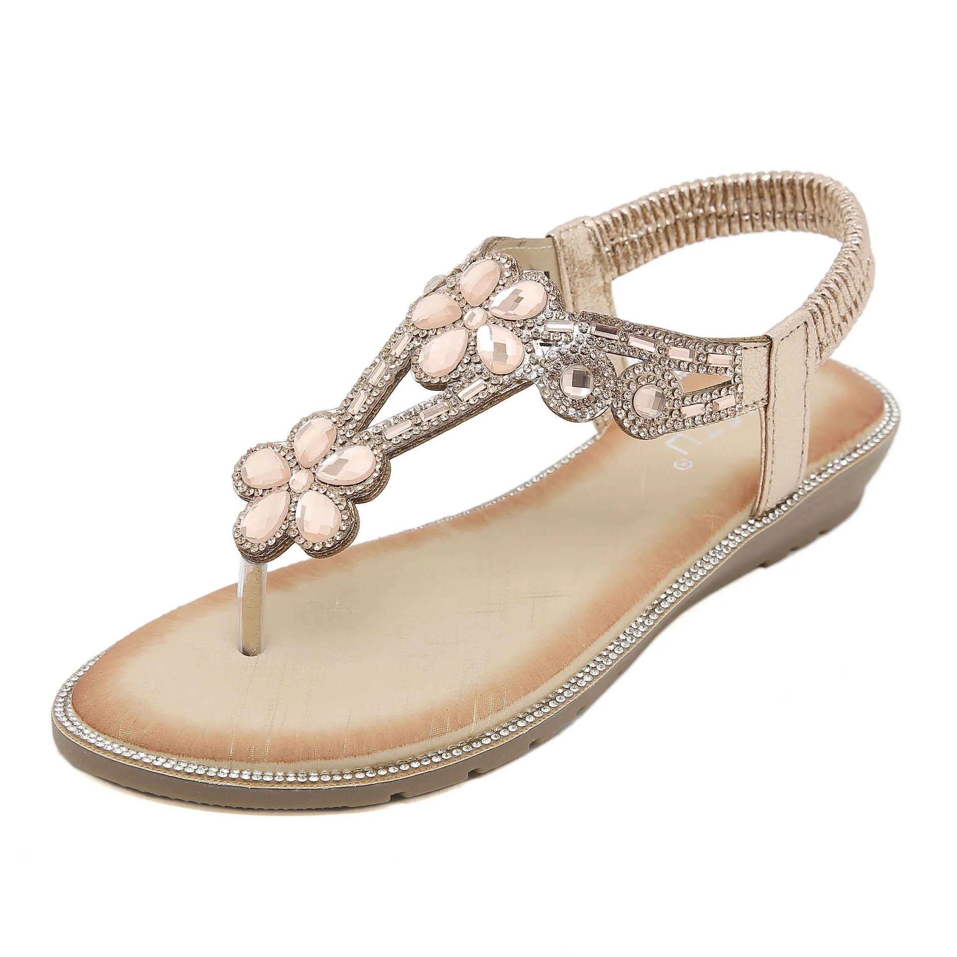 Nanccy Flat-bottomed Rhinestone Comfortable Sandals