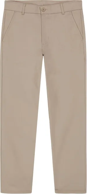 Nautica Boys School Uniform Twill Khaki Pants, Flat Front & Elasticized Waistband, Zipper Closure With Faux Button