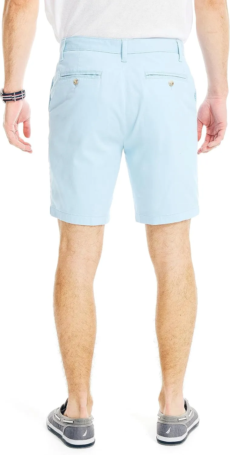 Nautica Men's Classic Fit Flat Front Stretch Solid Chino 8.5" Deck Shorts