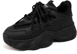 NCNDB Women's Platform Sport Sneaker Trainers Lace Up Fashion Increased Bottom Shoes