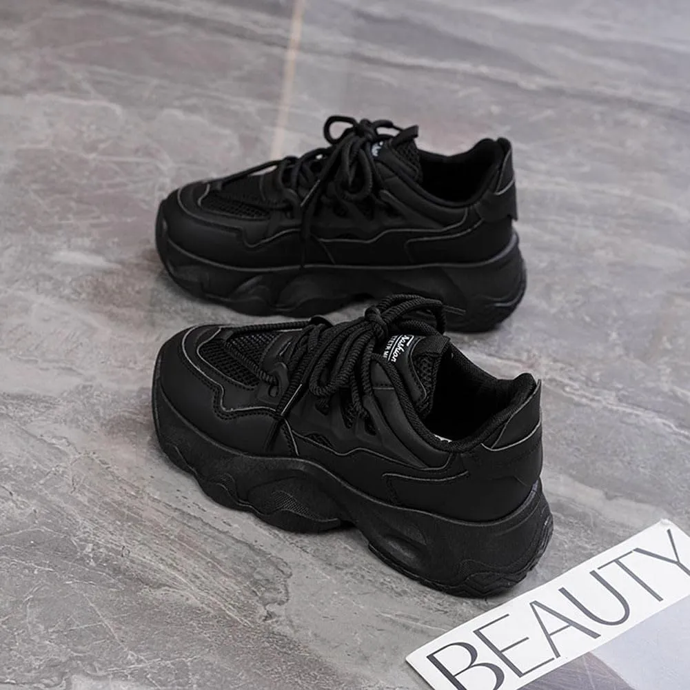 NCNDB Women's Platform Sport Sneaker Trainers Lace Up Fashion Increased Bottom Shoes