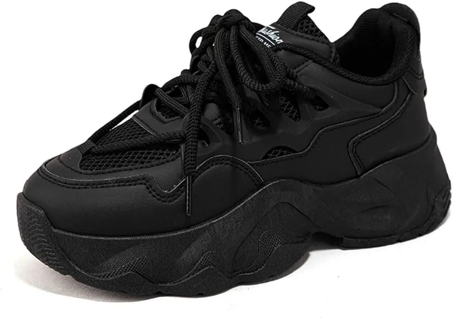 NCNDB Women's Platform Sport Sneaker Trainers Lace Up Fashion Increased Bottom Shoes