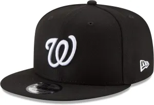 New Era Unisex-Adult MLB 9Fifty Black White Primary Logo Adjustable Snapback Hat Cap One Size Fits All