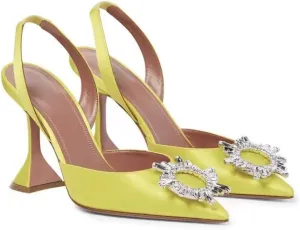 New sunflower crystal buckle rhinestone heels glass and pointed sandals for women