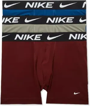 Nike Men's Dri-FIT Essential 3-pack Microfiber 4-Inch Boxer Trunks - Dark Stucco/Court Blue/Dk Team Red, Medium