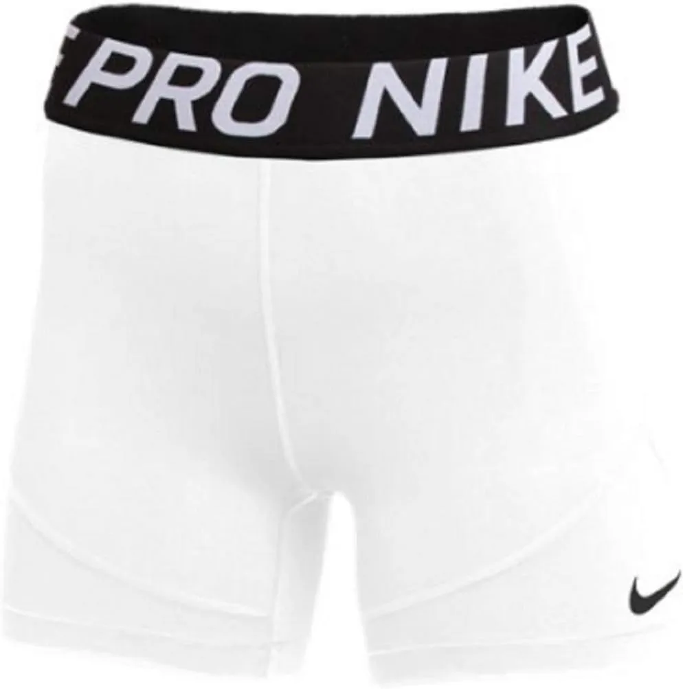 Nike Womens Pro 5'' Team Training Shorts (White, X-Small)