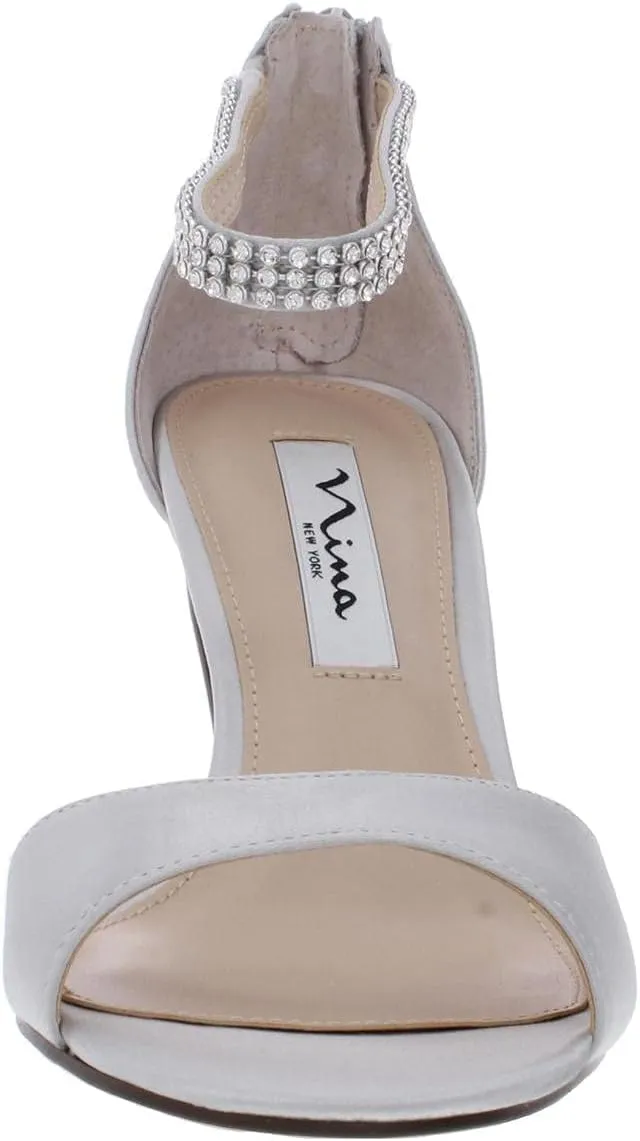 NINA Womens Volanda Satin Embellished Dress Sandals