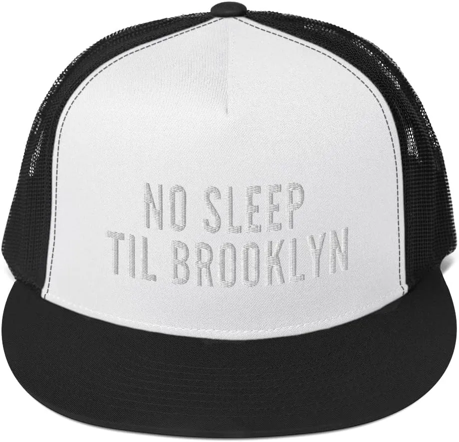 No Sleep Til Brooklyn Hat (Embroidered Trucker Cap) Retro Vintage