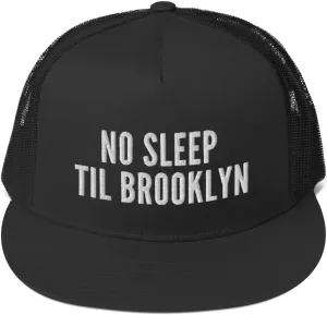 No Sleep Til Brooklyn Hat (Embroidered Trucker Cap) Retro Vintage