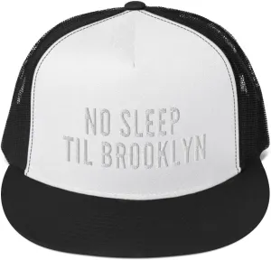No Sleep Til Brooklyn Hat (Embroidered Trucker Cap) Retro Vintage