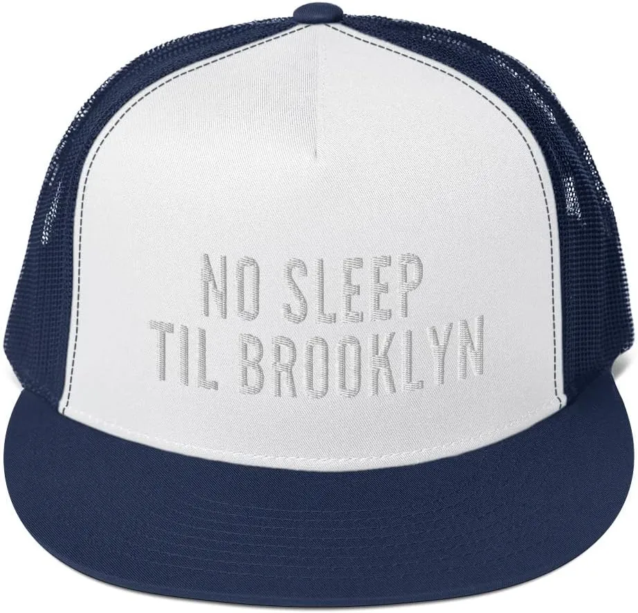 No Sleep Til Brooklyn Hat (Embroidered Trucker Cap) Retro Vintage