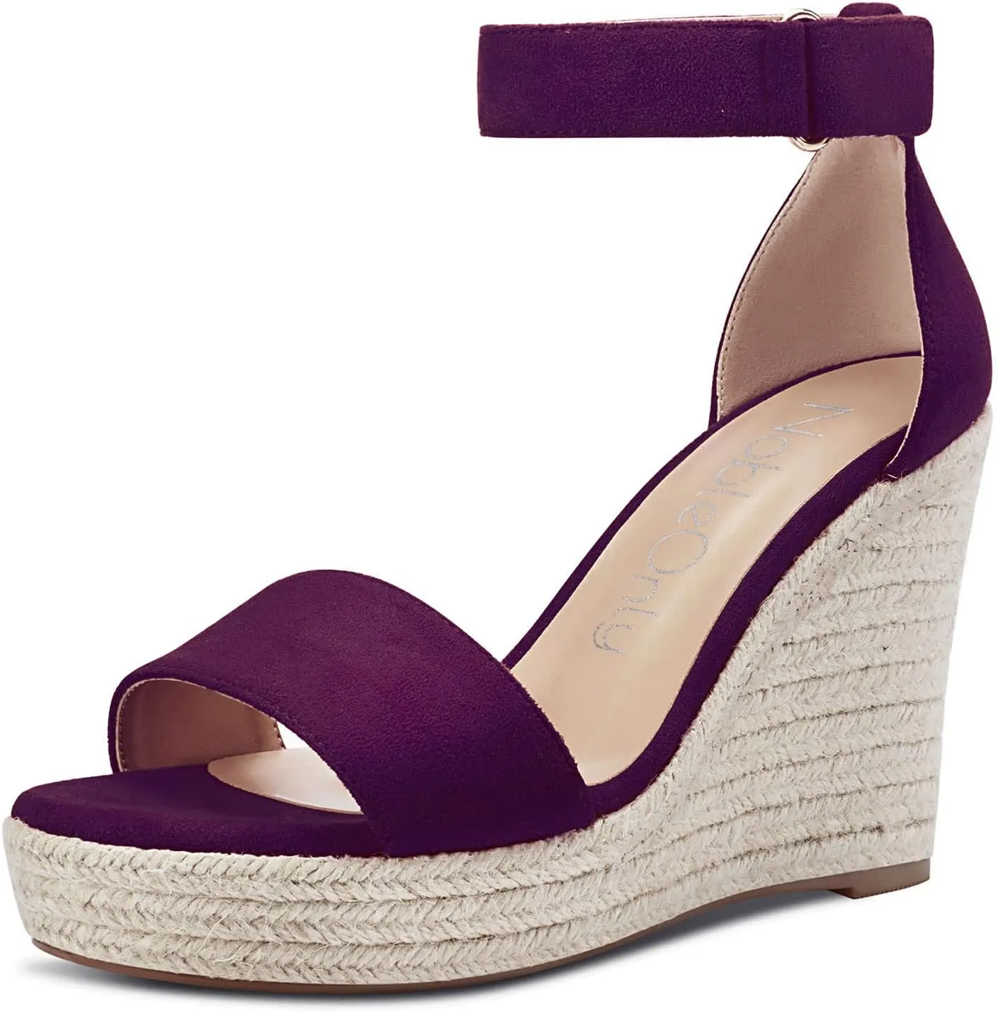 NobleOnly Womens High Heels Platform Wedge Sandals Ankle-Strap Peep-Toe Sandal Plus Shoes 10CM Heel