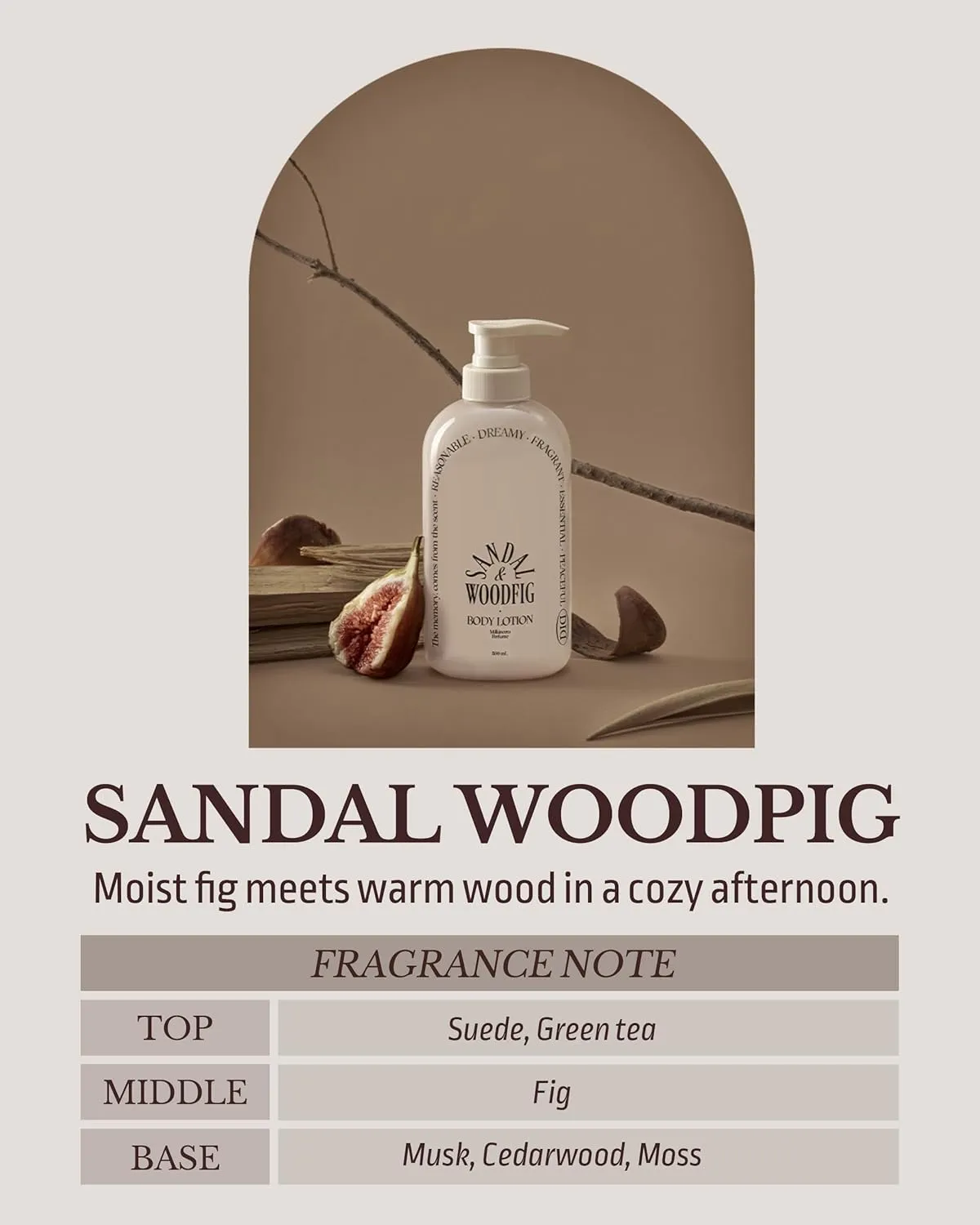 ODID Milk in Cera Perfume Body Lotion - Korean 100hr Moisturizing Body Moisturizer for All Skin Types - Cozy Wood & Fig Scent - with Milk Protein and Ceramide, 16.9 fl.oz.