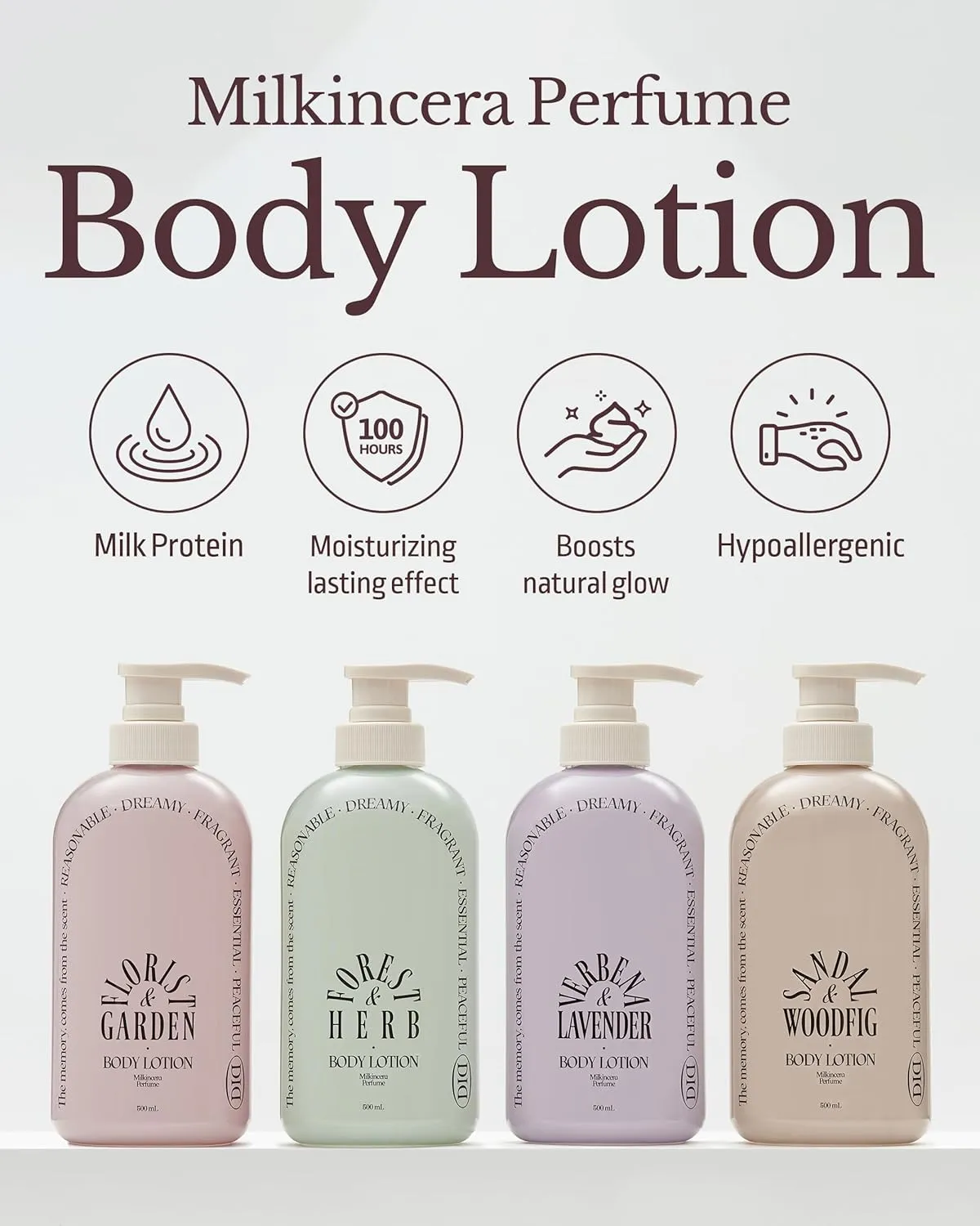 ODID Milk in Cera Perfume Body Lotion - Korean 100hr Moisturizing Body Moisturizer for All Skin Types - Cozy Wood & Fig Scent - with Milk Protein and Ceramide, 16.9 fl.oz.