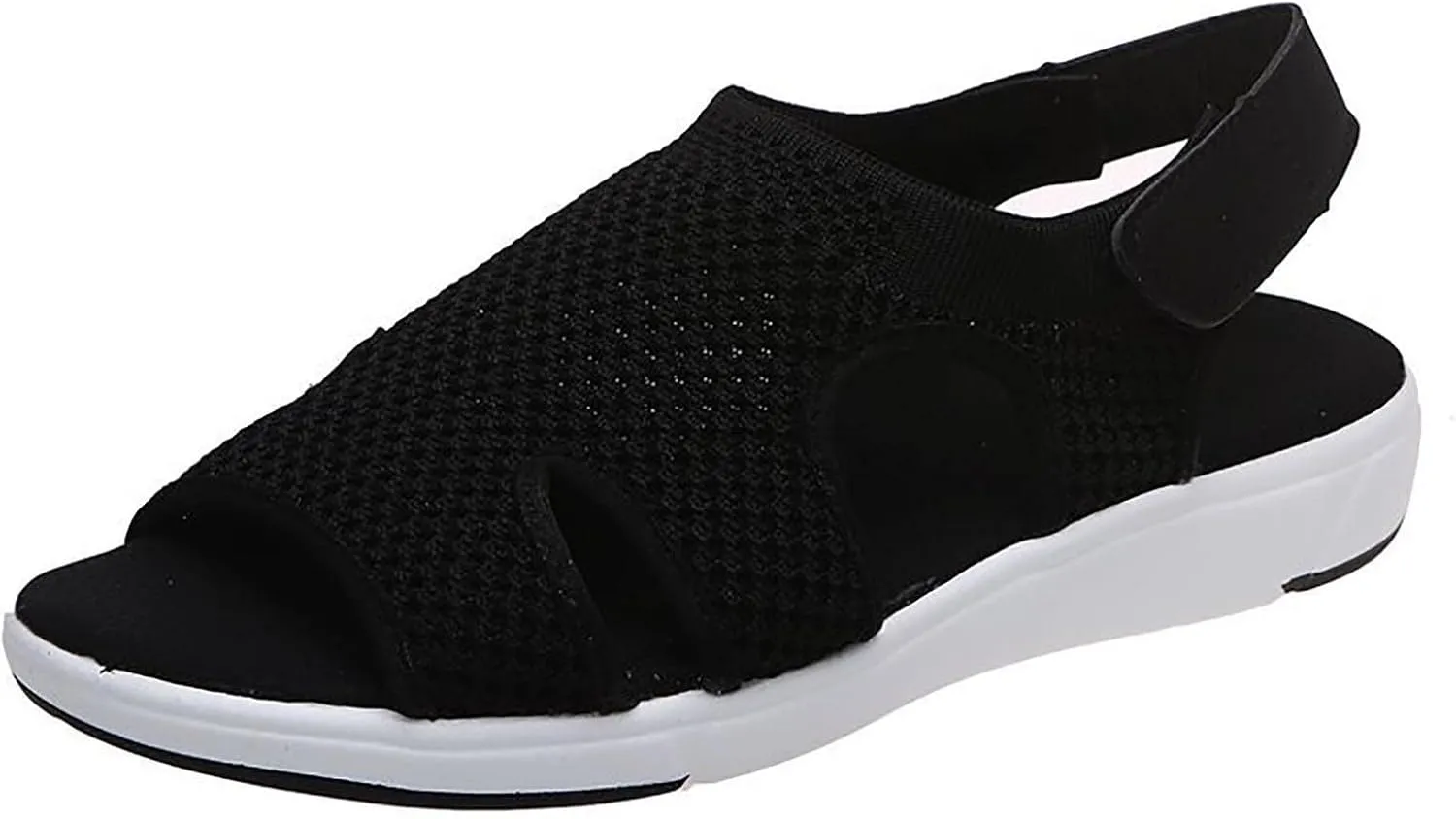 oiangi Summer Sandals for Women Platform Fashion Breathable Mesh Walking Shoes Solid Color Casual Comfortable Elastic Knit Slingback Ladies Shoes